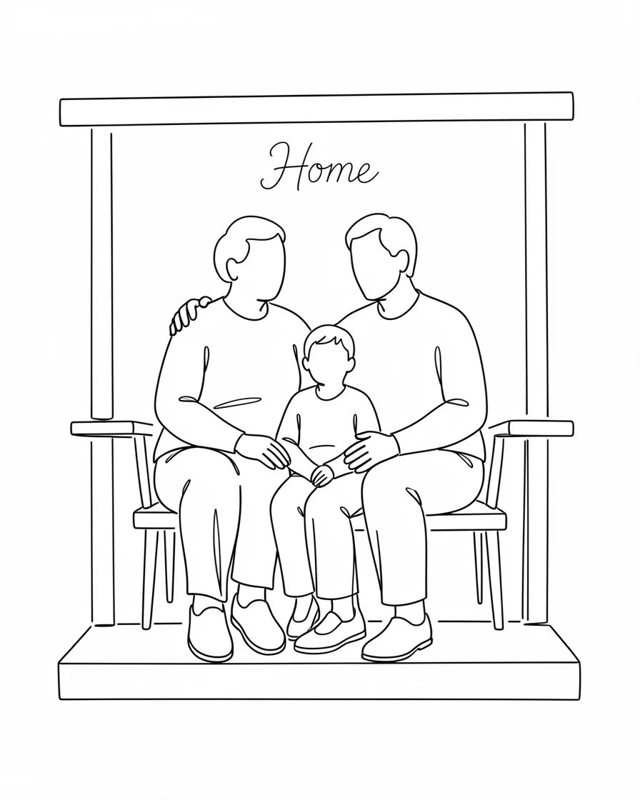 Three generations of a family posing together on a porch