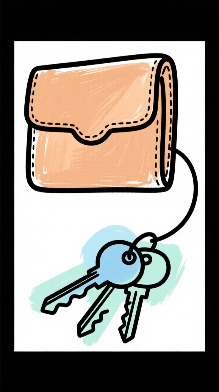 A leather wallet and keys