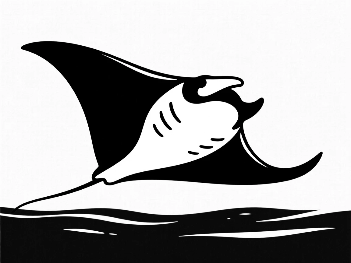 A manta ray gliding gracefully in the deep blue sea.