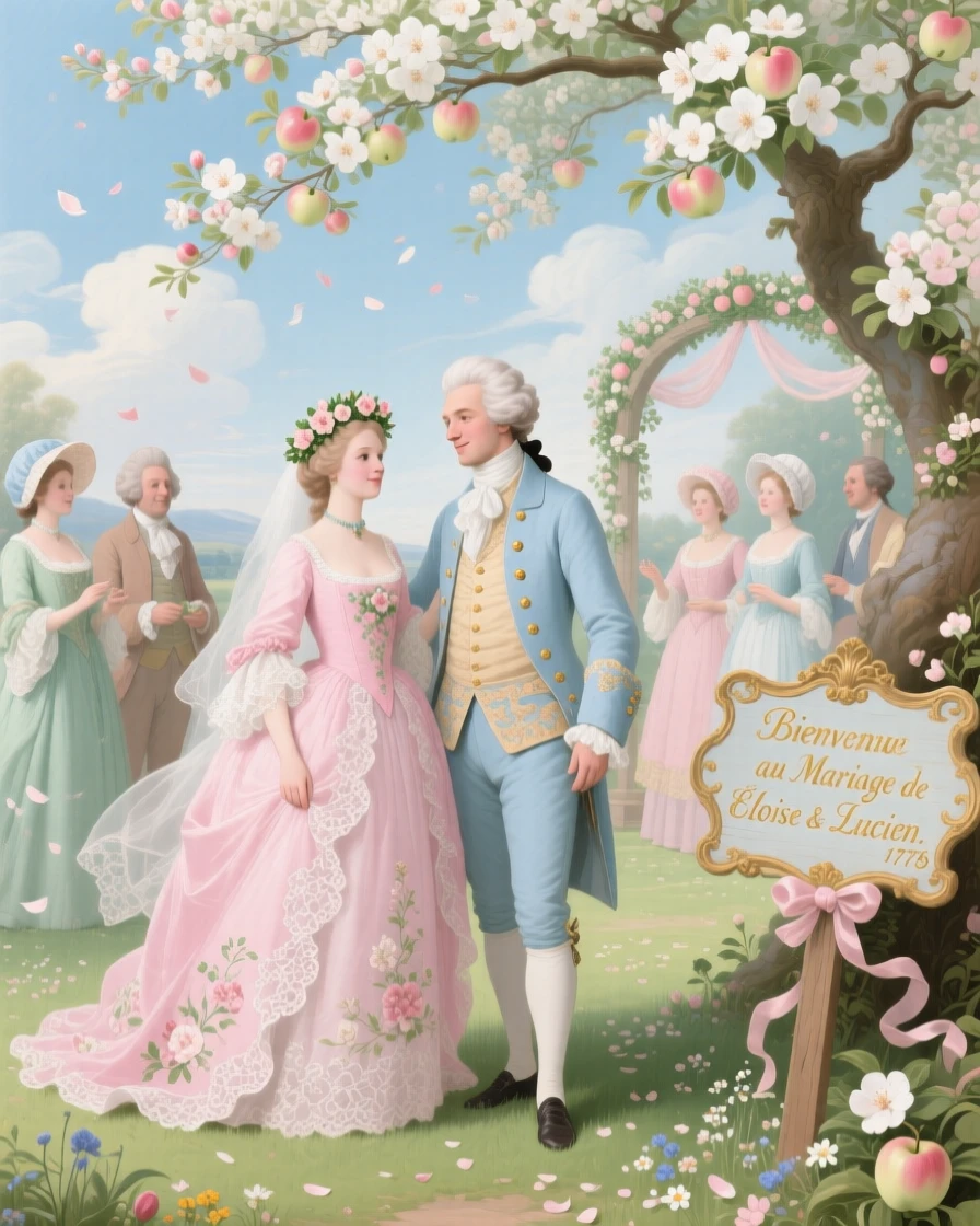 A country wedding beneath a flowering apple orchard  