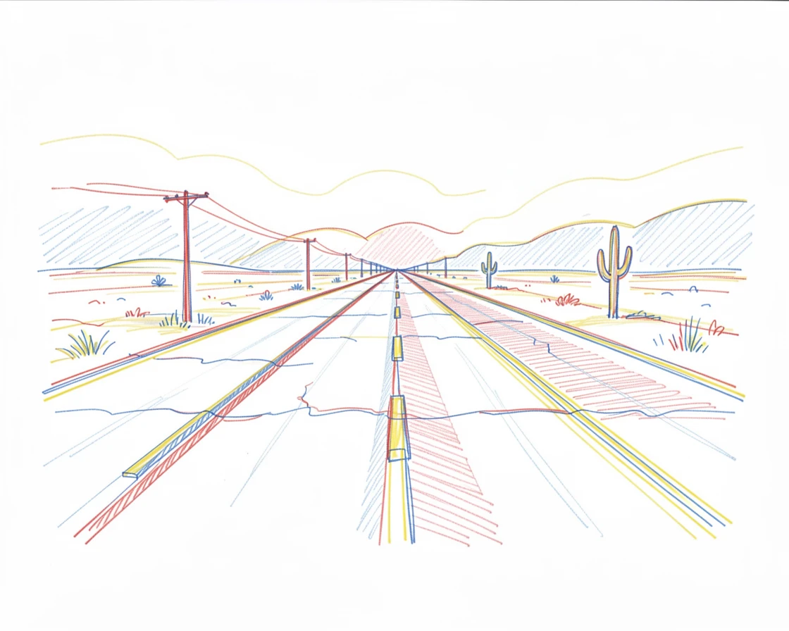A summer heat haze shimmering over a sun-baked desert highway