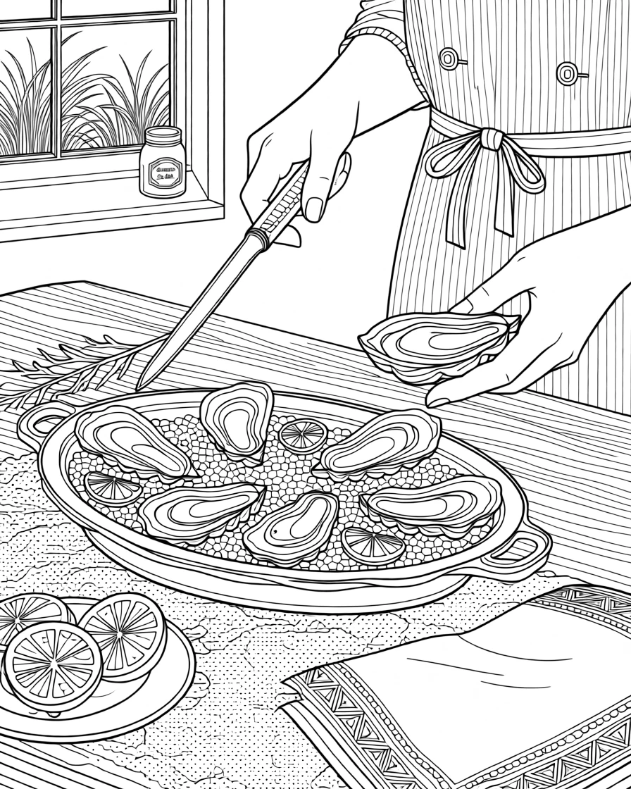 A gourmet oyster shucking scene with a platter of ice and lemon.