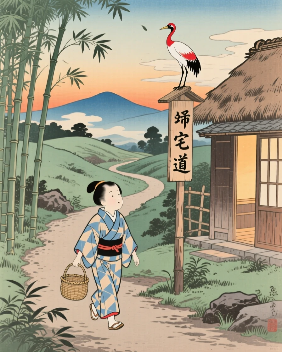 A small child walking home together at the end of a long day.