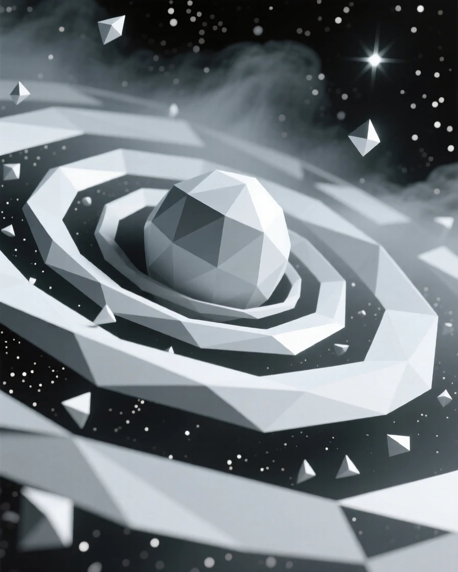 A spiral galaxy swirling in deep space, surrounded by soft glowing mist. fine particle detail adds texture to the vast space. The scene feels vast, mysterious, and awe-inspiring.