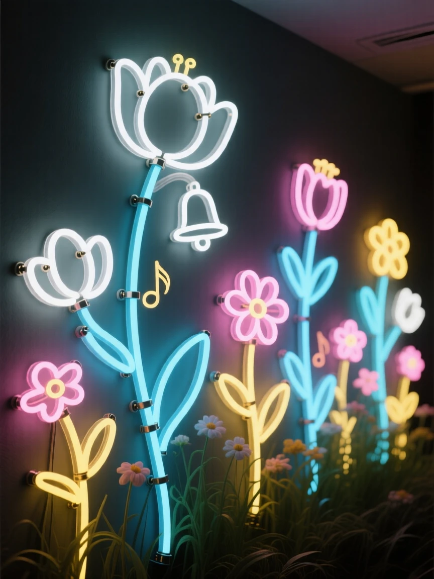 A field where each flower chimes softly like a tiny bell in the wind.