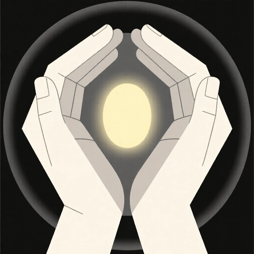 A pair of hands cupped together holding light