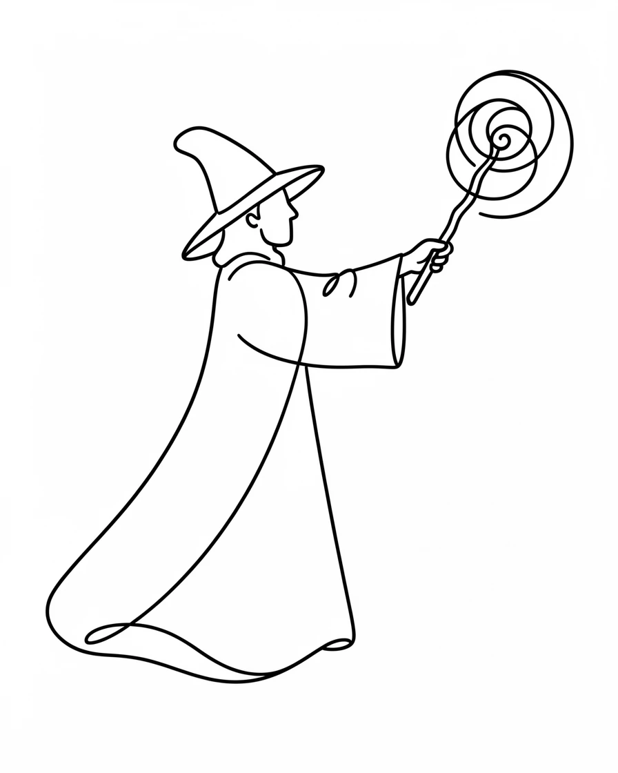 A wizard casting a spell with sparks swirling around an outstretched staff