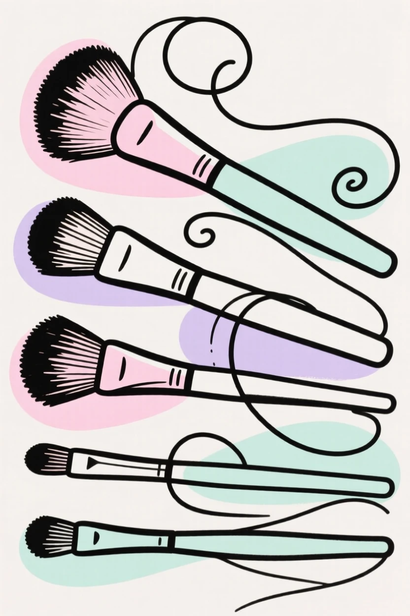 A makeup brush set arranged neatly