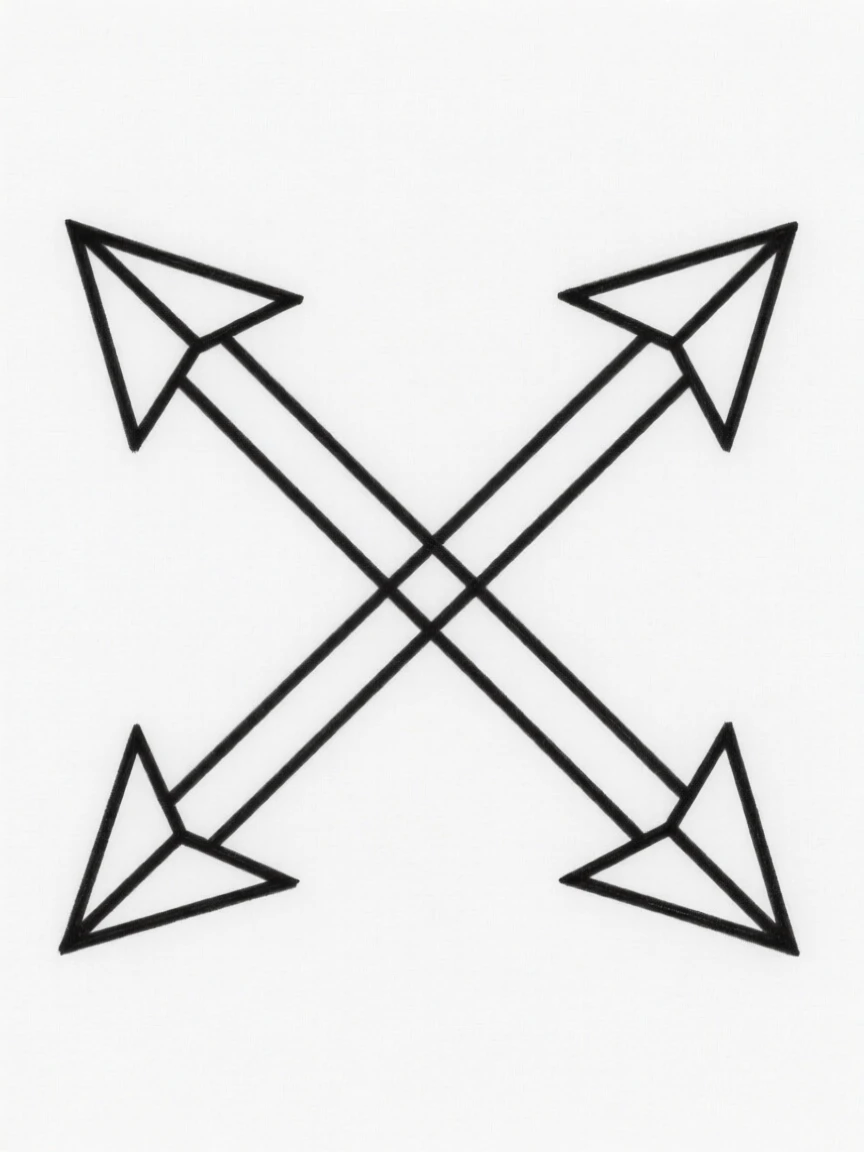 A symmetrical arrangement of interlocking arrows