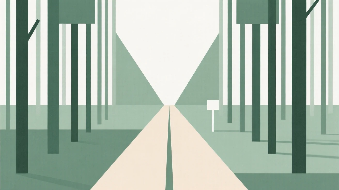 Two paths diverging in a quiet forest