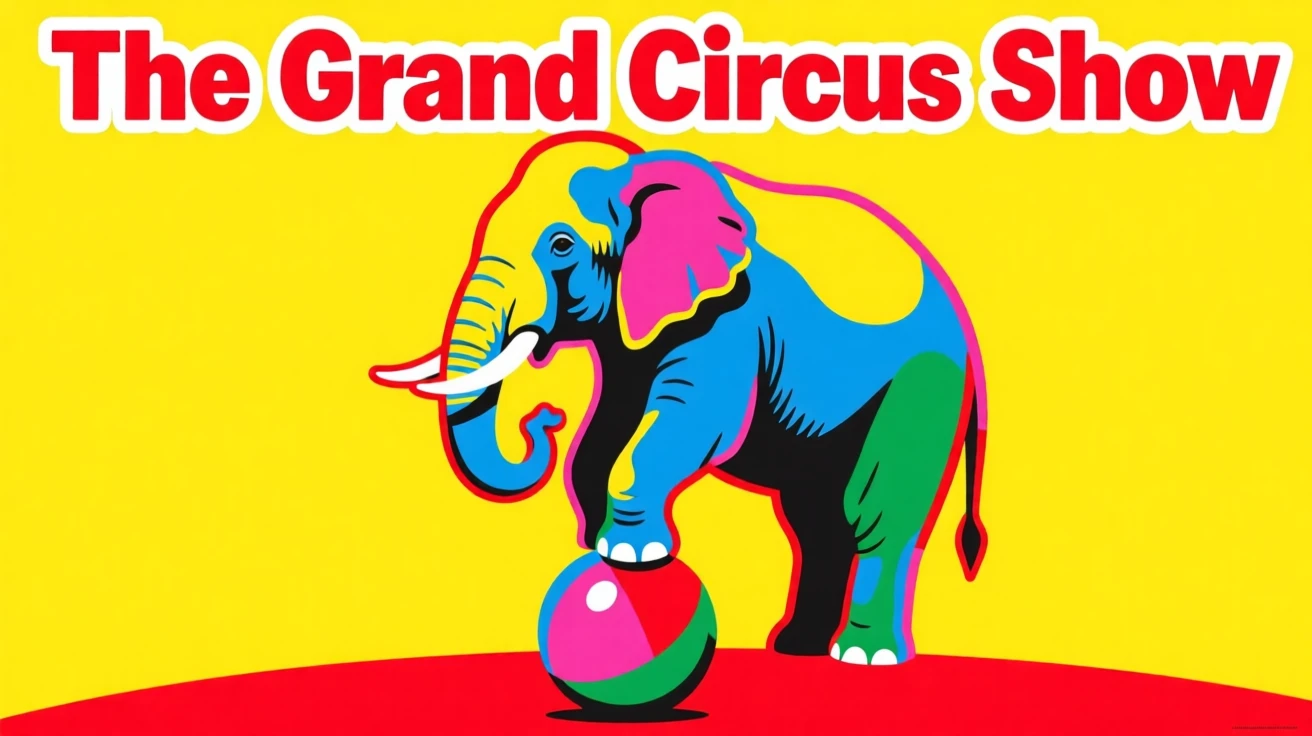 Vintage circus elephant balancing on a ball
