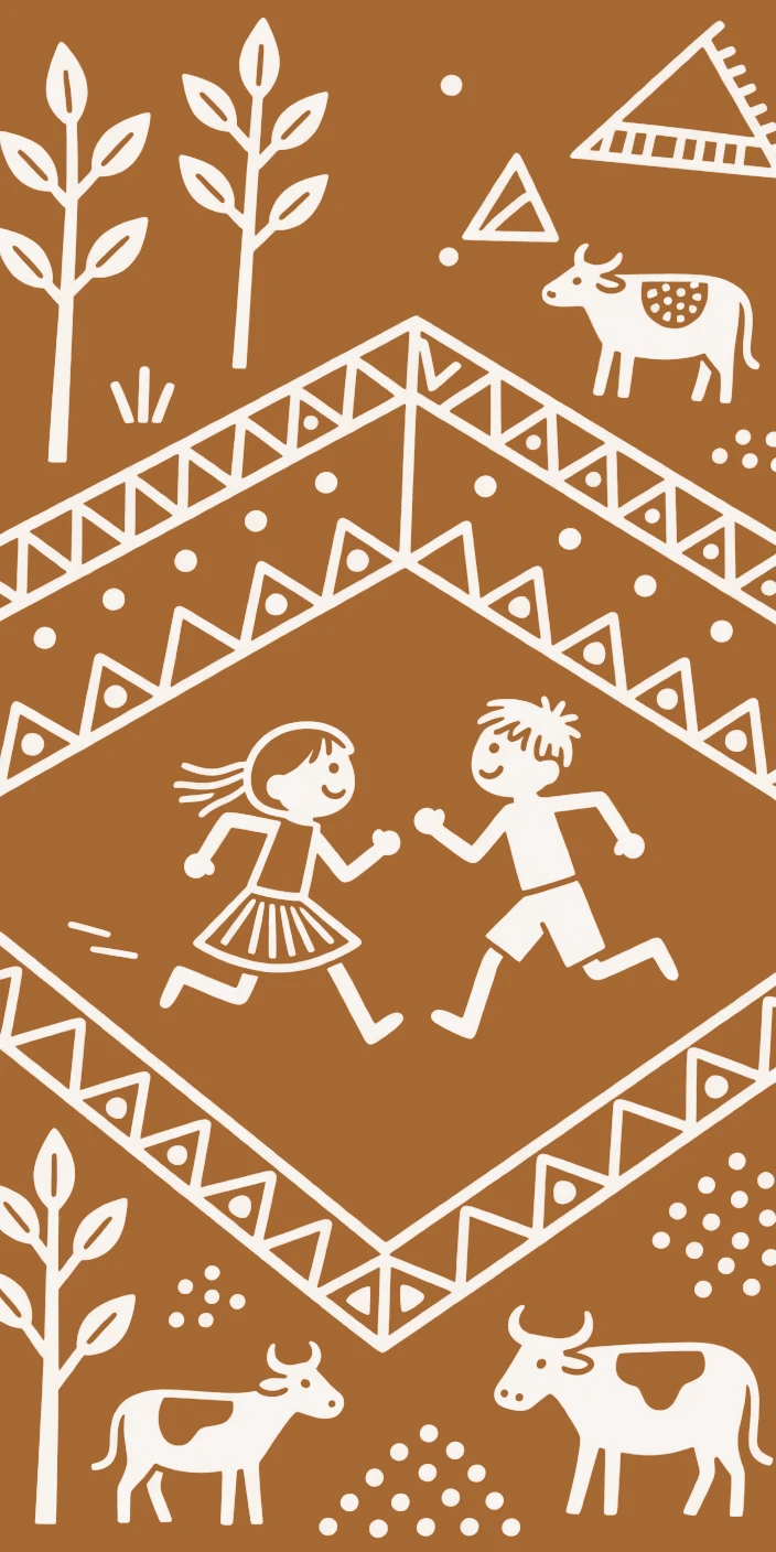 A little girl chasing each other around a courtyard.