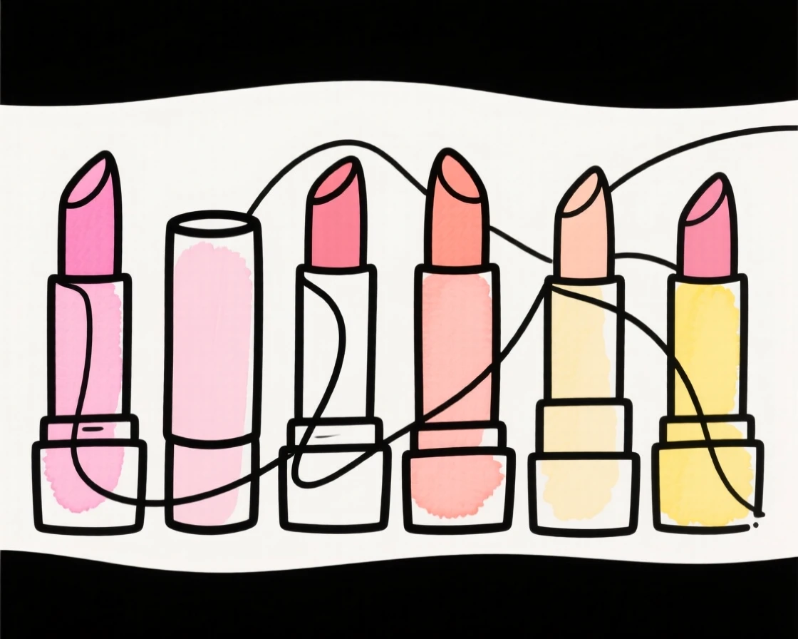A lipstick collection in a row