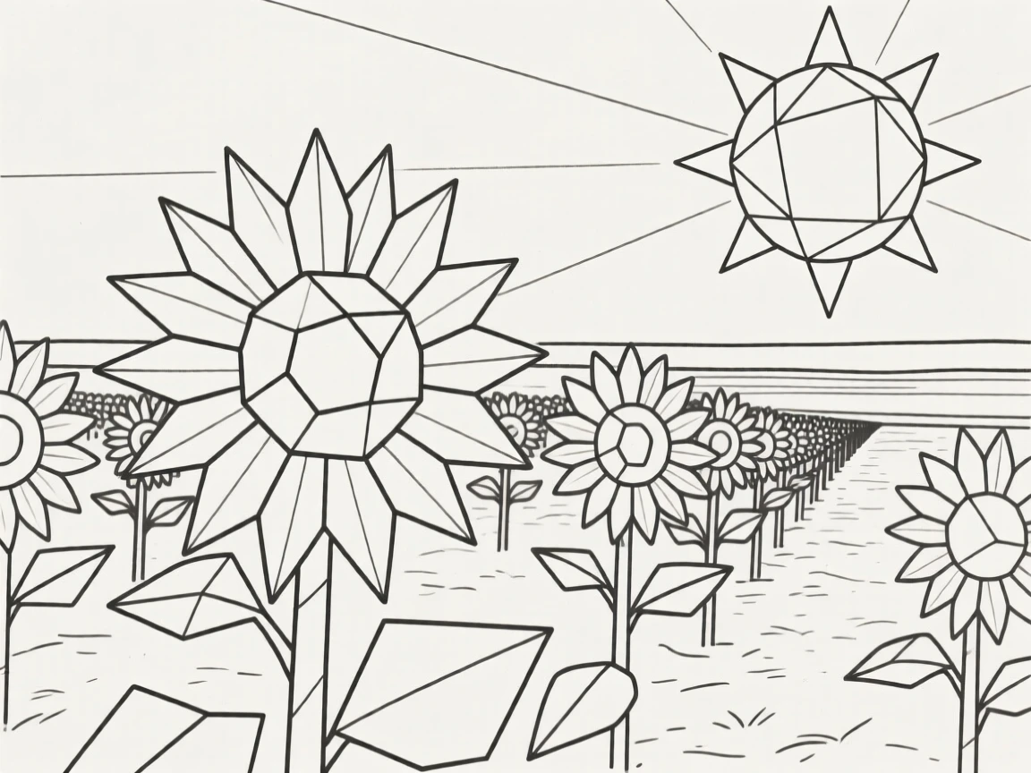 A field of blooming sunflowers facing the sun