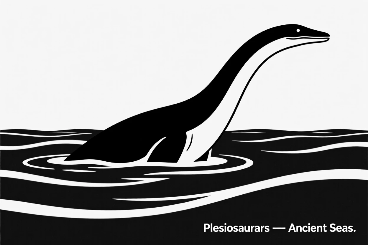 A Plesiosaurus surfacing in an ancient sea.