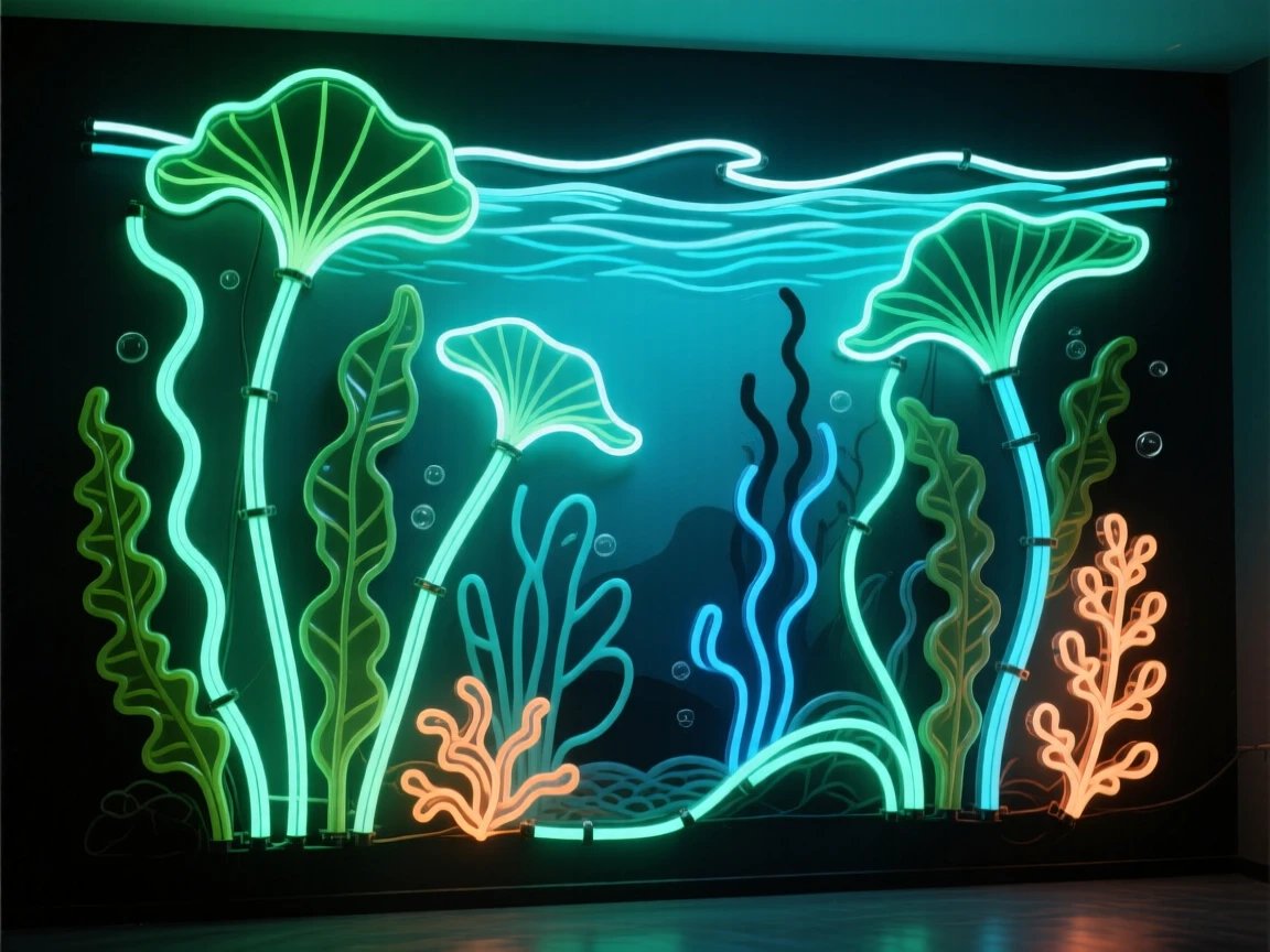 A giant kelp forest swaying gently in an underwater current.