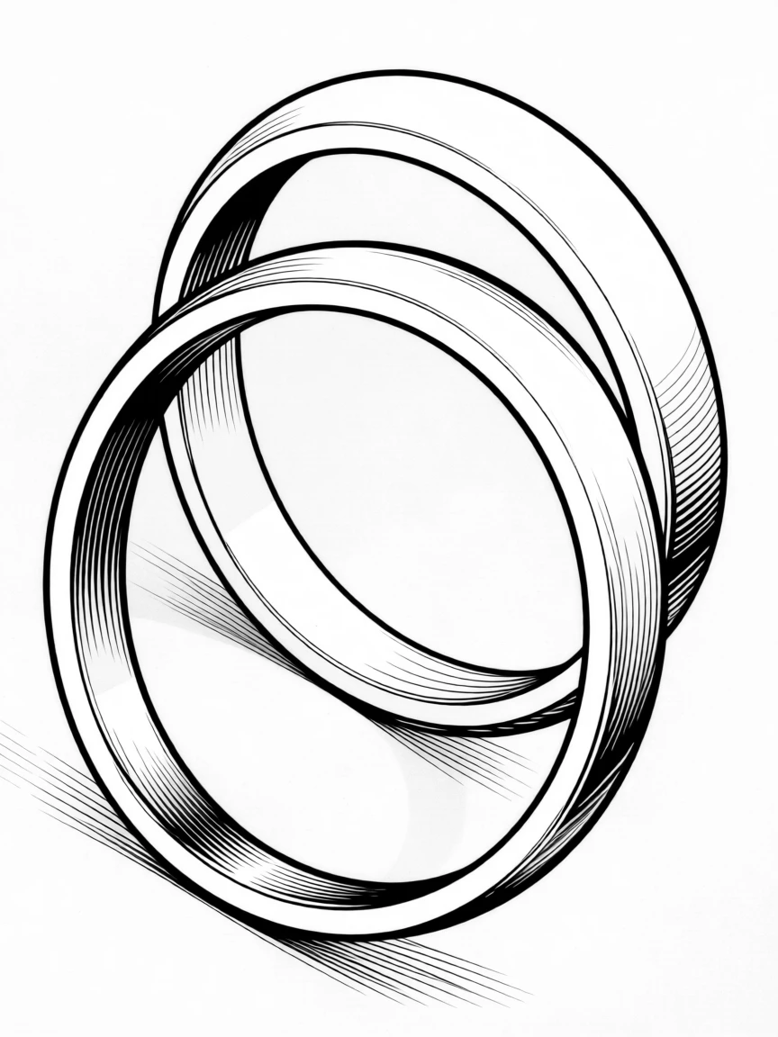 A pair of intertwined rings symbolizing eternal bonds