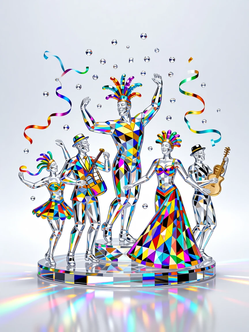A vibrant Carnival celebration with confetti and colorful streamers.