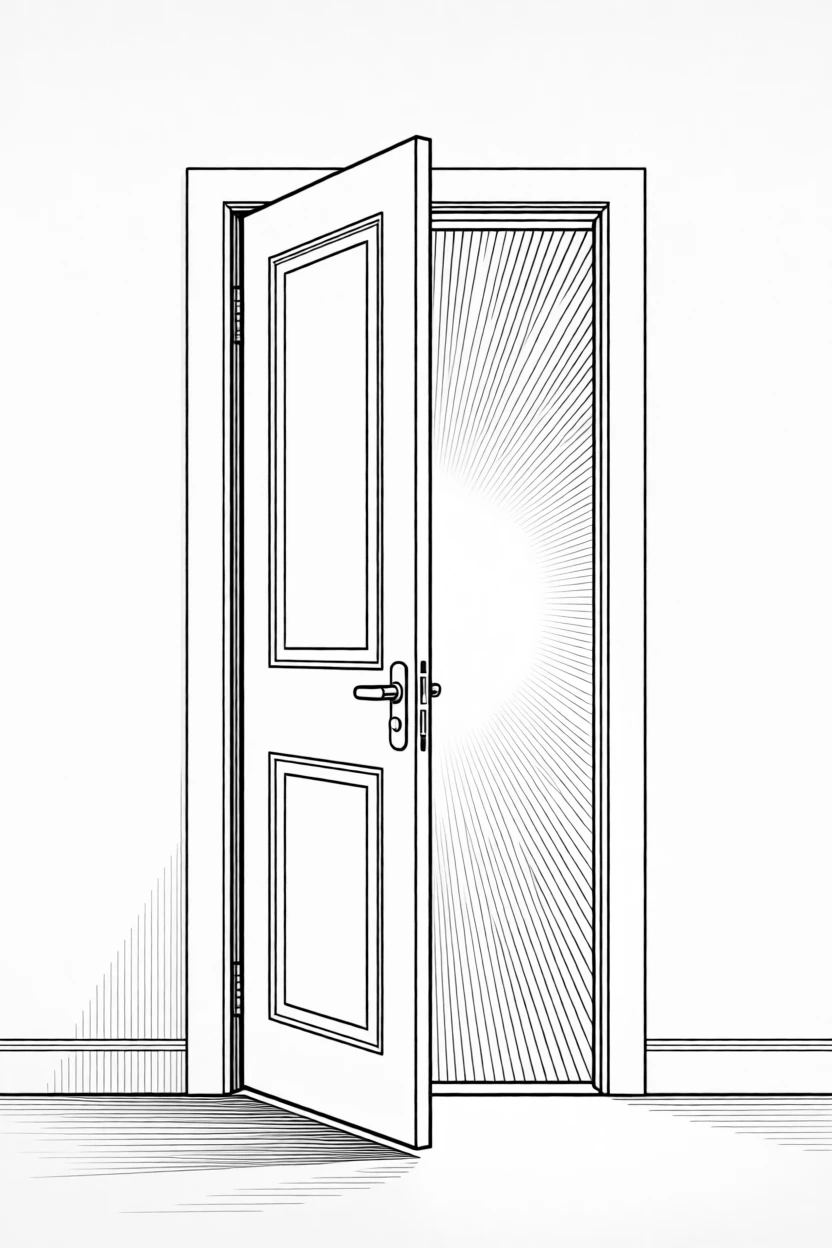 An open door revealing a bright light symbolizing opportunity