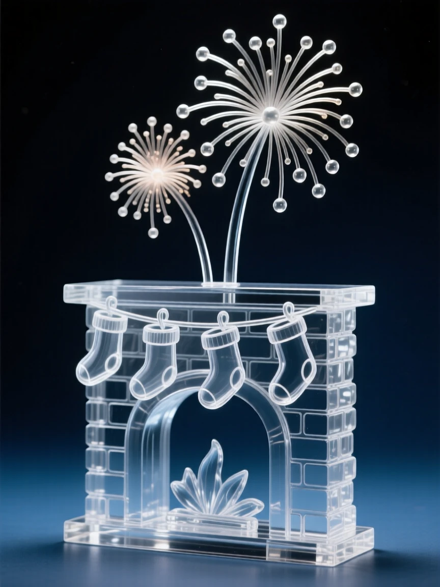 With fireworks lighting up the summer sky, a chimney with stockings hung carefully in a row