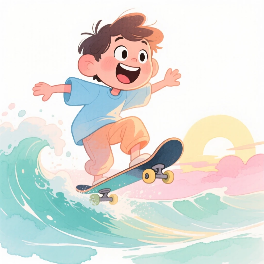 A skateboarder catching the perfect wave at sunrise