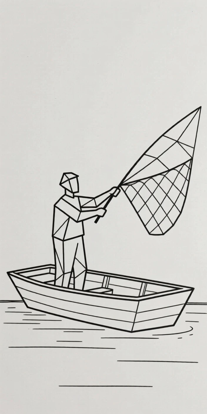 A fisherman casting a net from a small boat