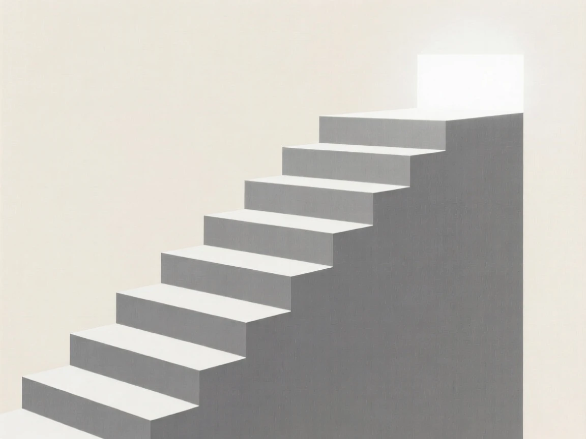 A staircase leading upward into bright light