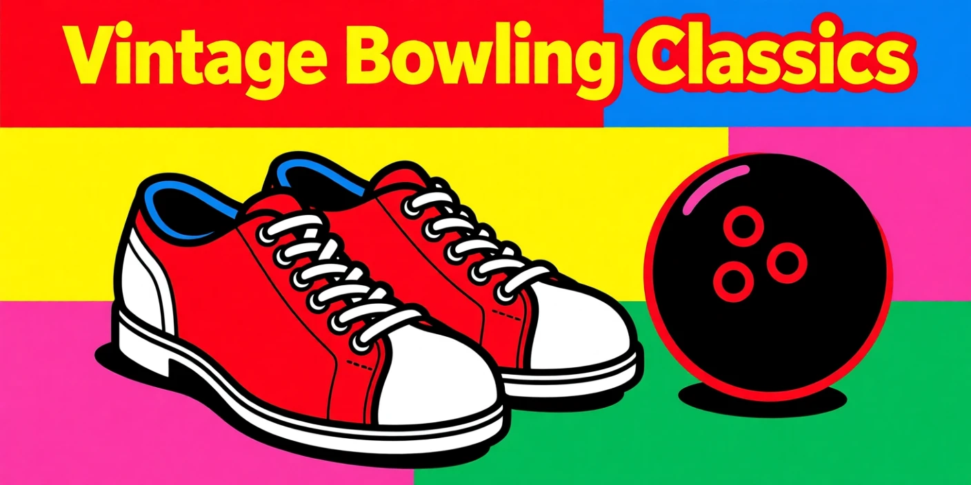 Vintage bowling alley shoes and a ball