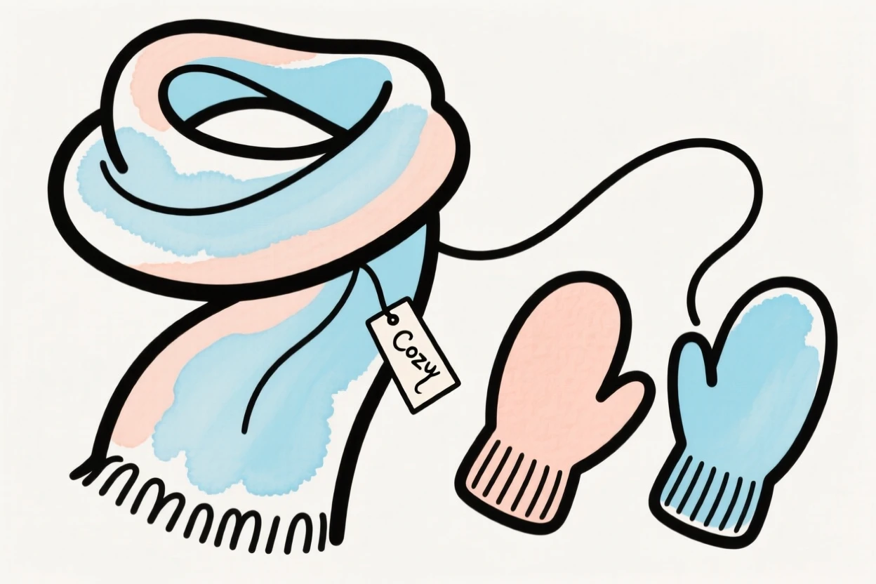 A knit scarf and mittens set
