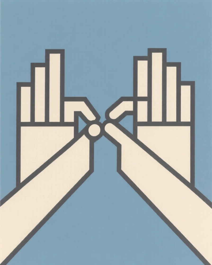 A pair of hands reaching toward each other