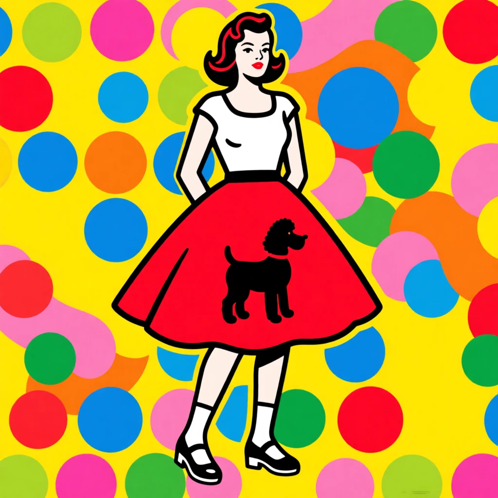 Retro poodle skirt and saddle shoes outfit