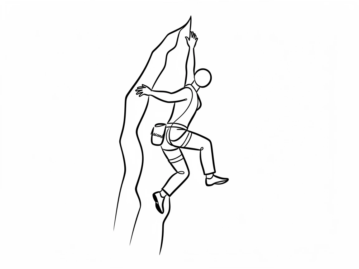 A rock climber scaling a sheer granite cliff face