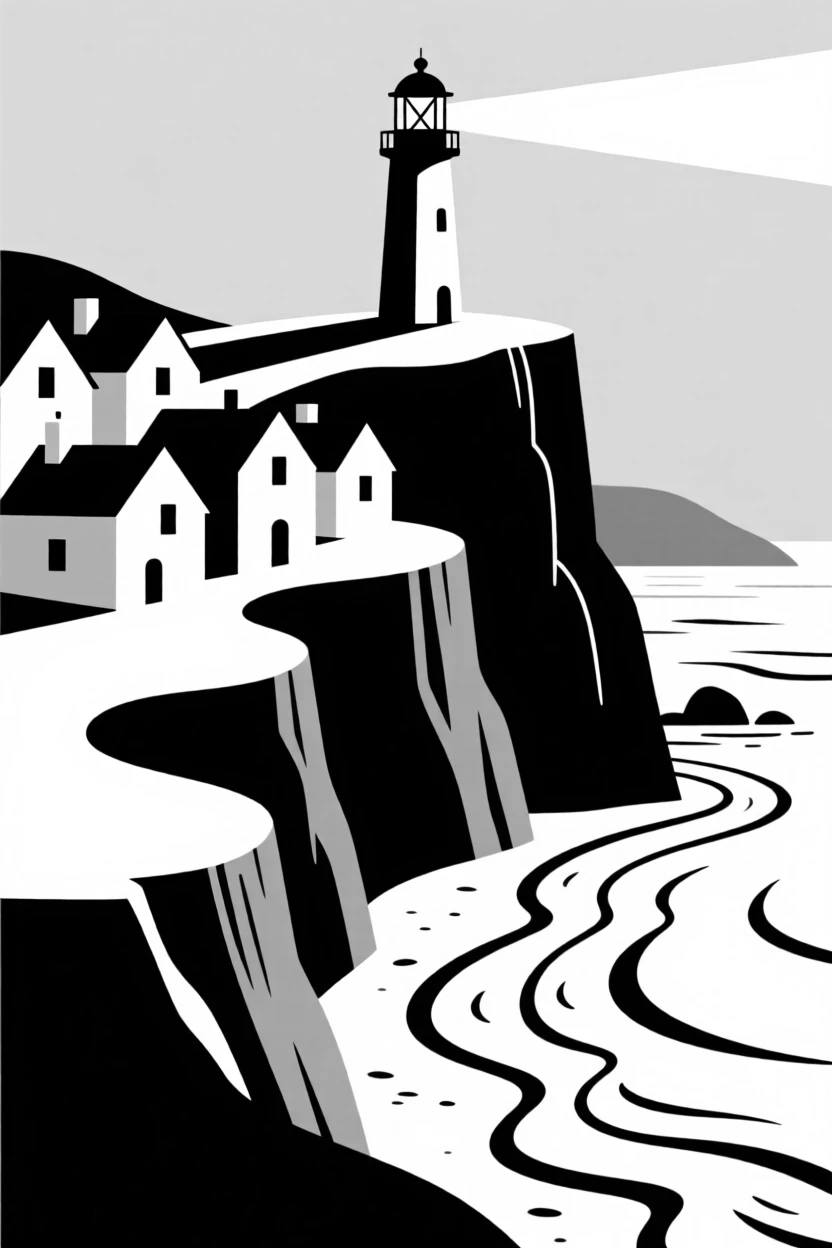 A coastal village perched on seaside cliffs.