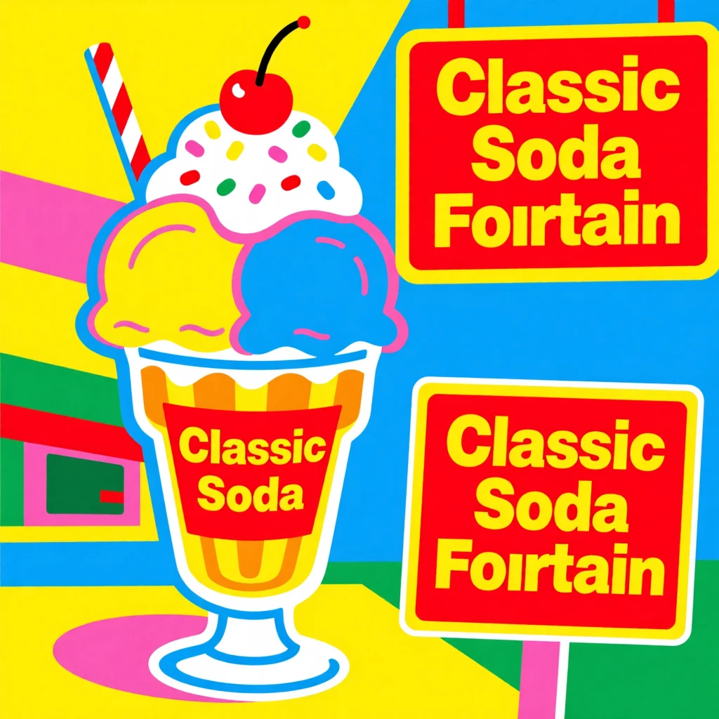 Classic soda fountain sundae with sprinkles