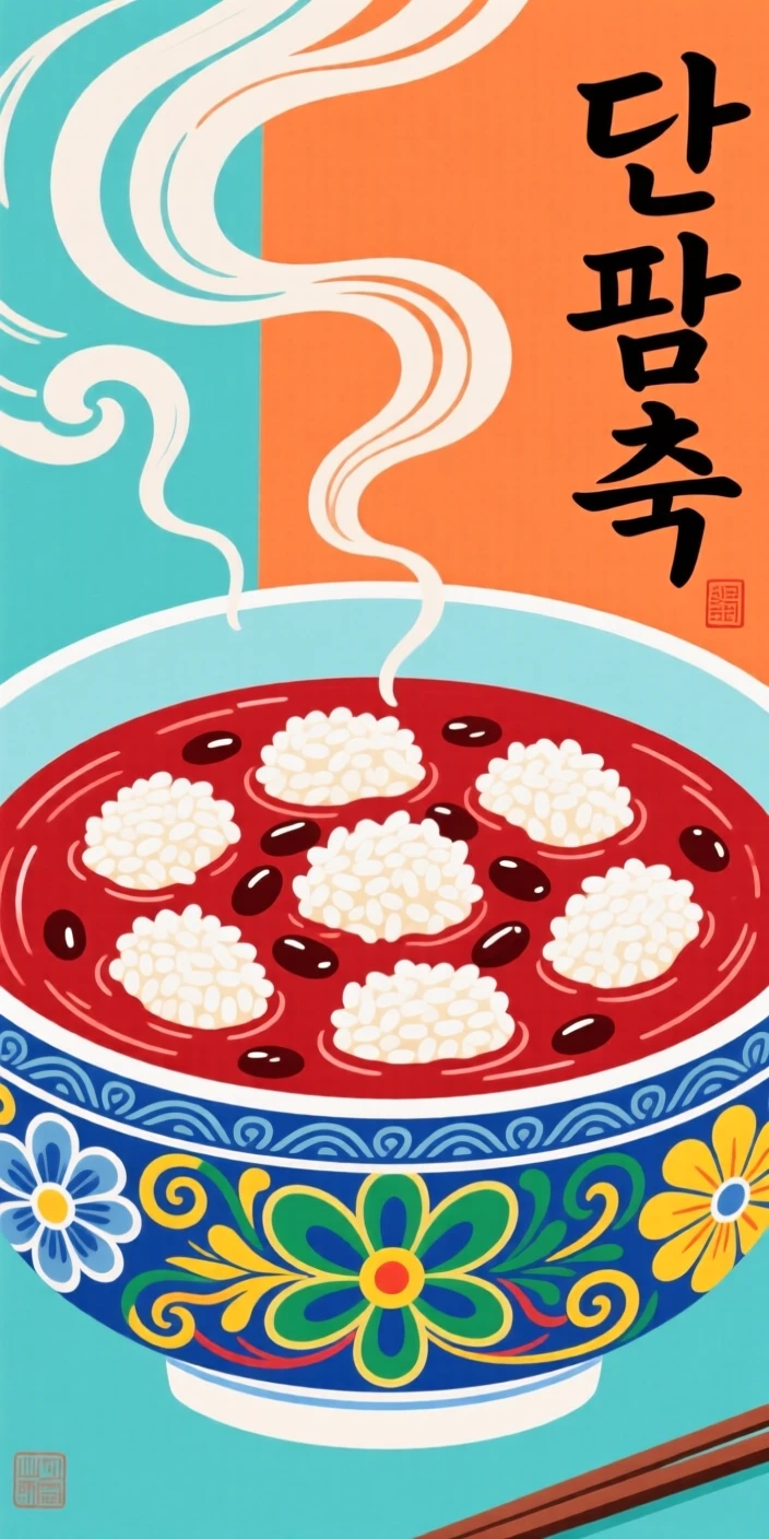 A bowl of sweet red bean soup topped with rice cakes.