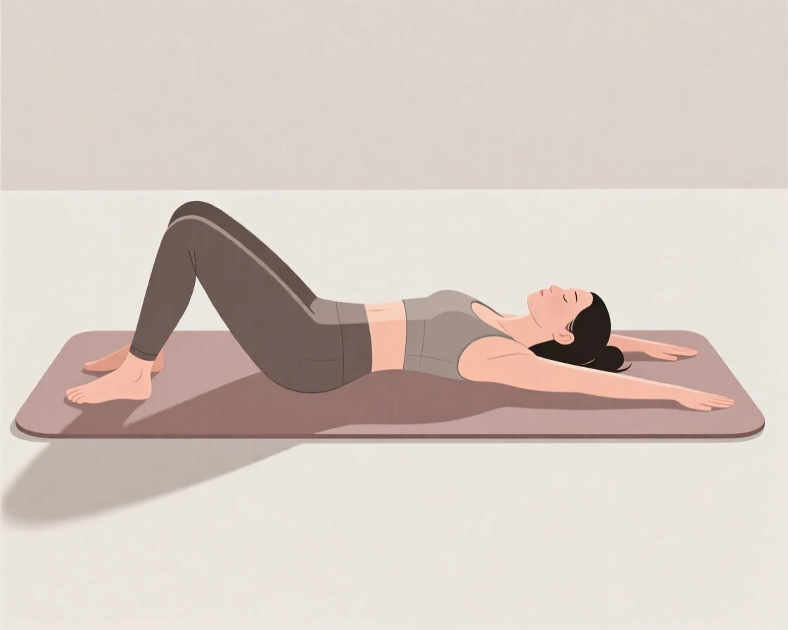A woman doing pilates on a yoga mat
