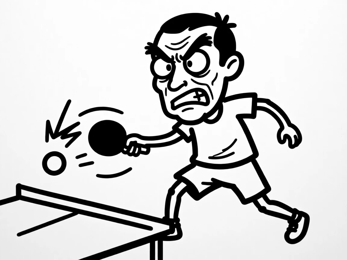 A table tennis player returning a lightning-fast serve with intense focus.