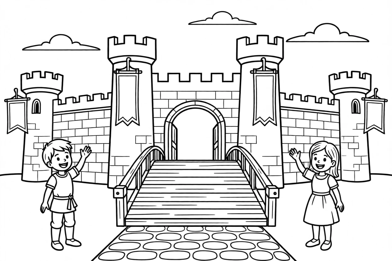 A castle drawbridge lowering to welcome friendly visitors