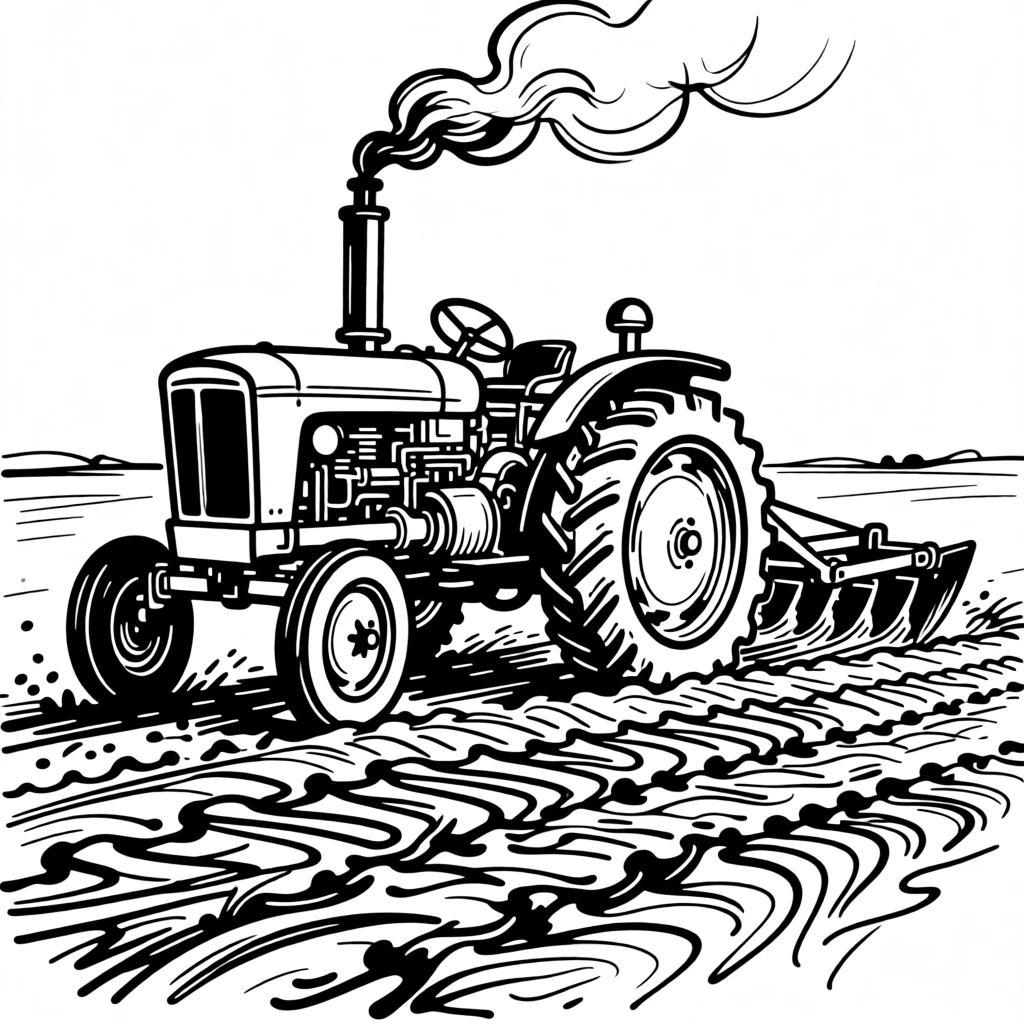 A classic steam tractor plowing through a golden autumn field.
