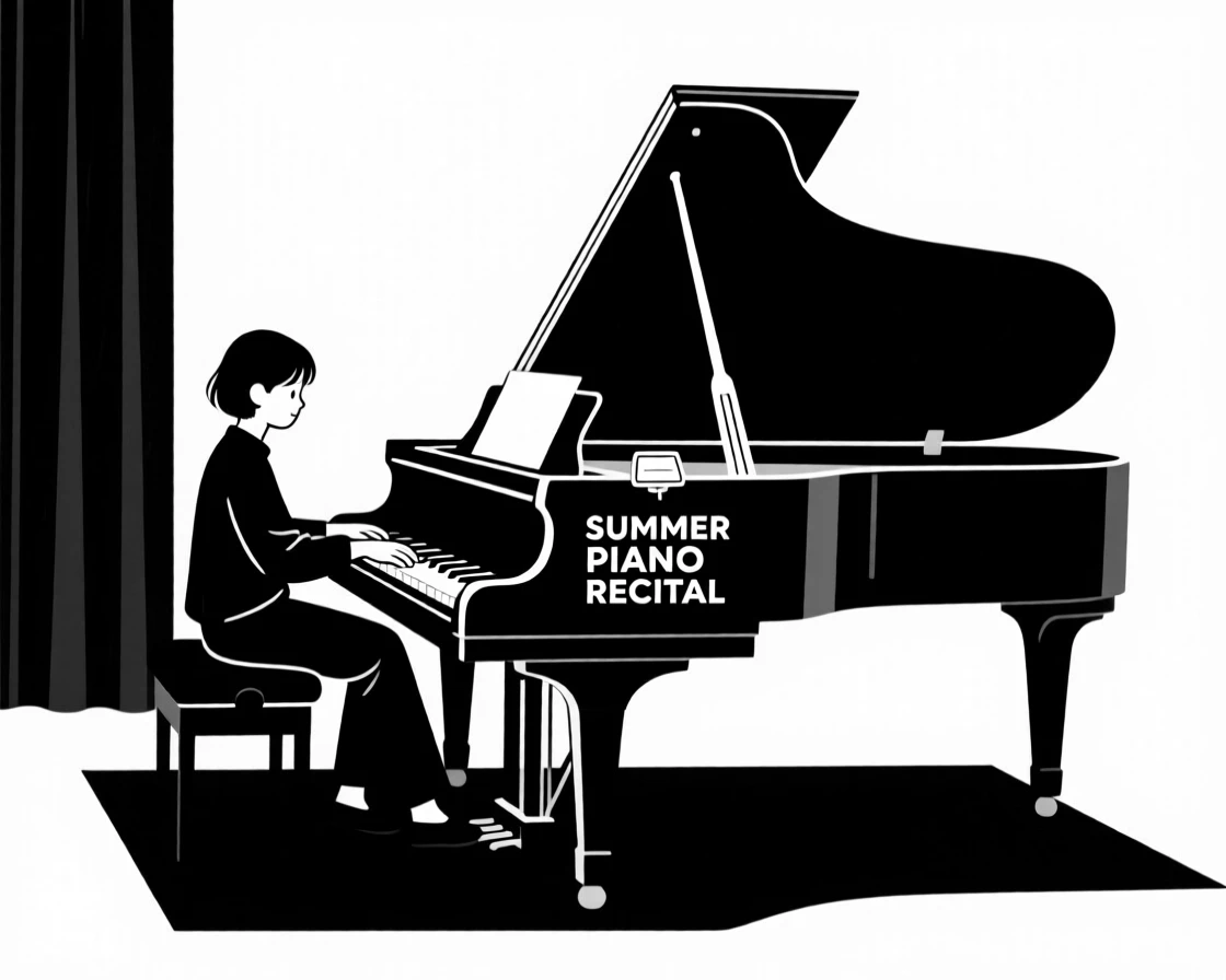 A young pianist performing at a recital.