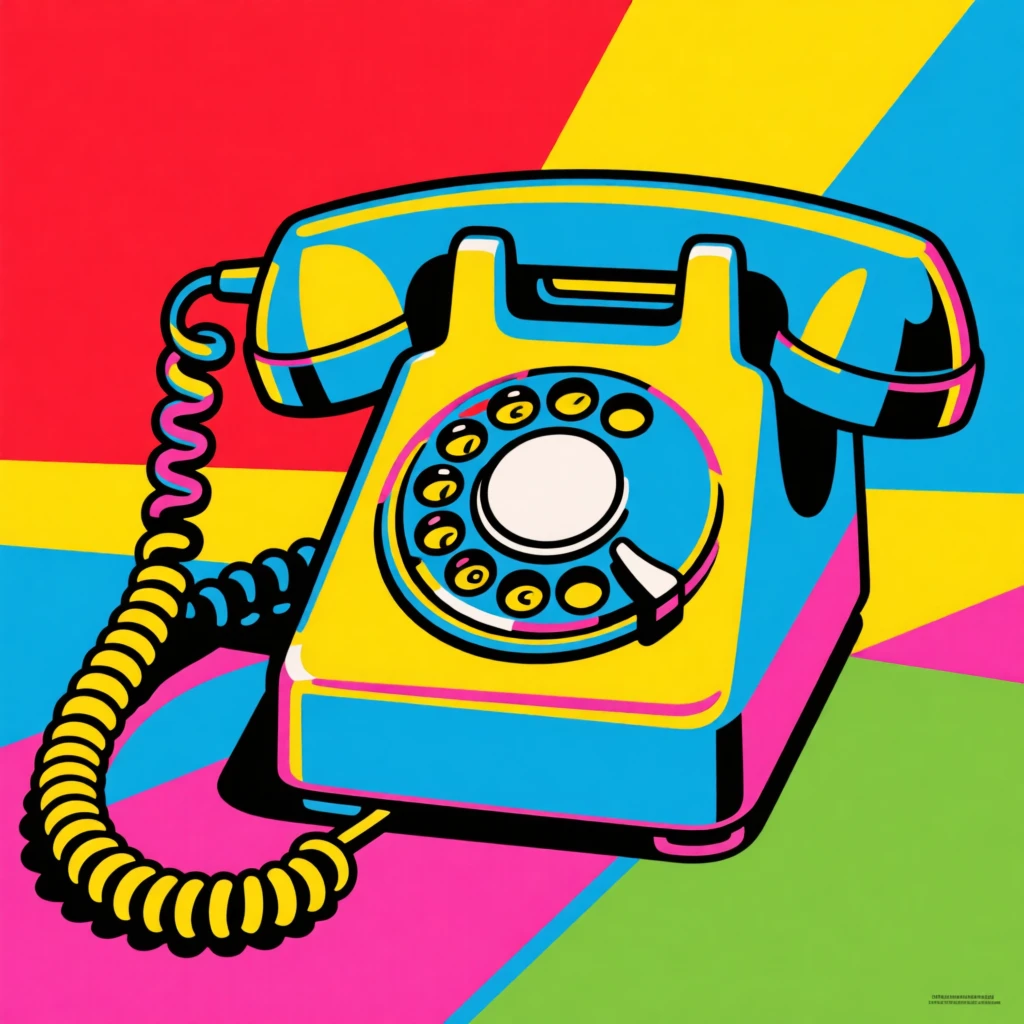Vintage telephone with a curly cord