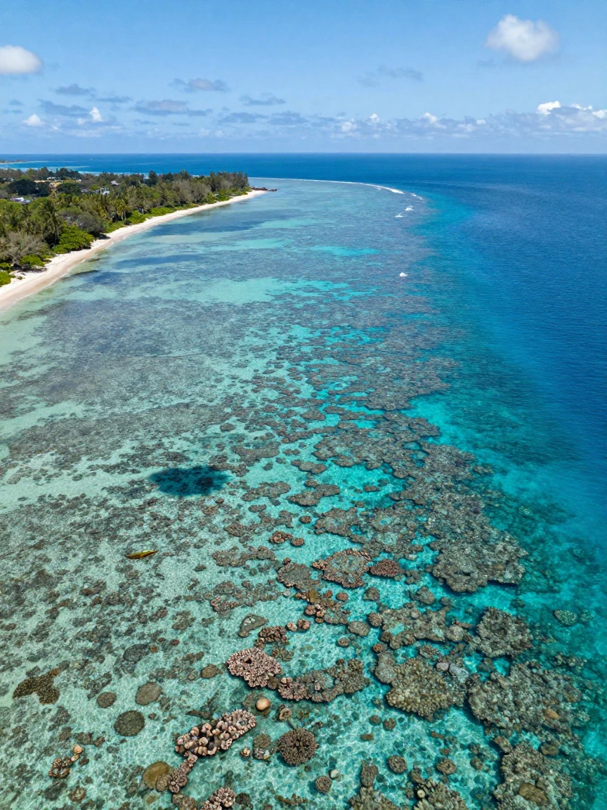 A New Caledonian coral lagoon viewed from above