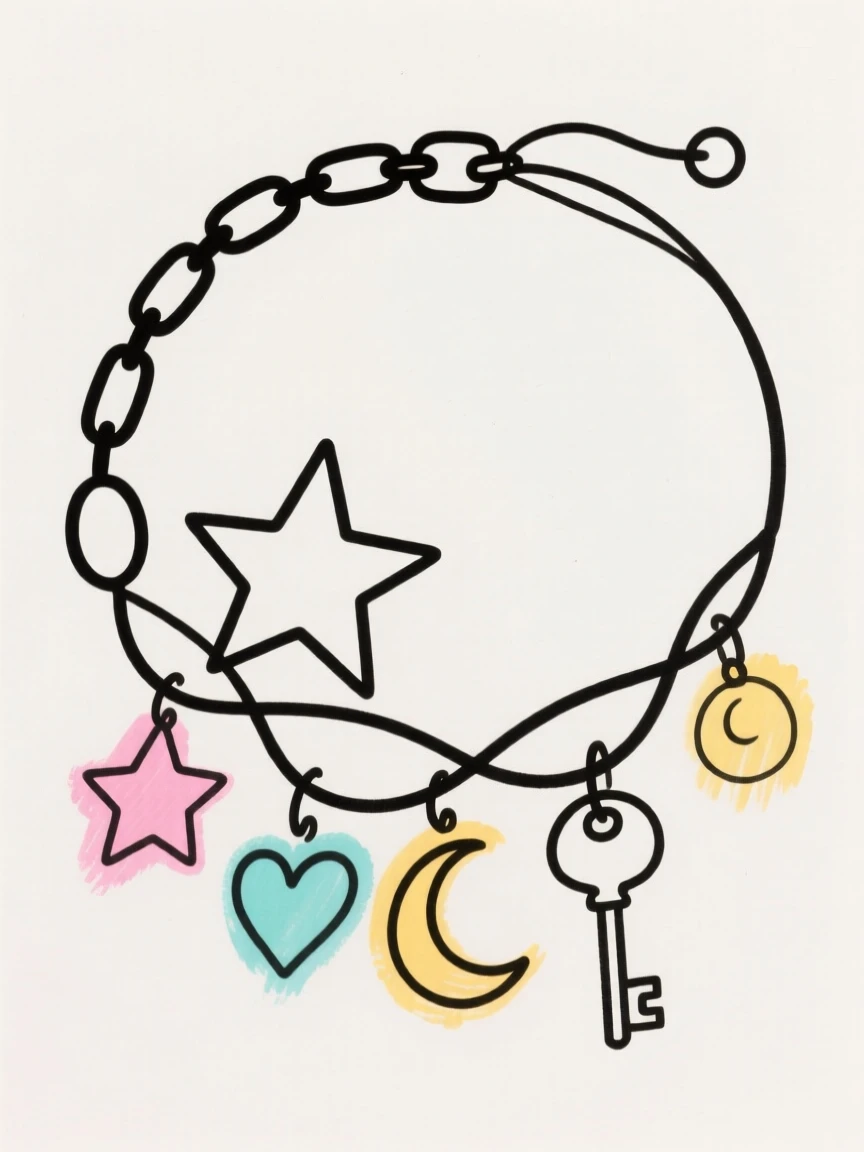 A charm bracelet with tiny trinkets