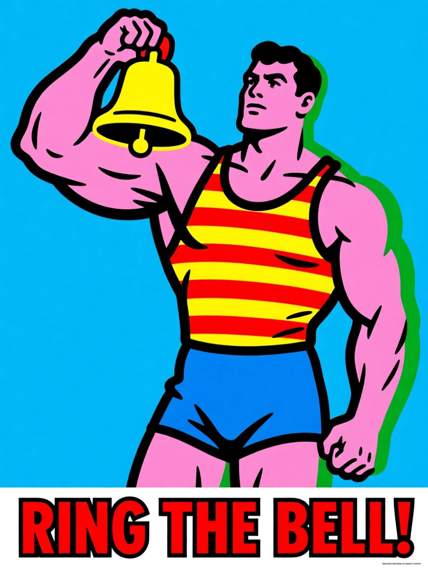 Retro carnival strongman ringing a bell