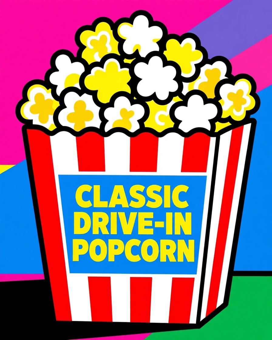 Classic drive-in popcorn box overflowing