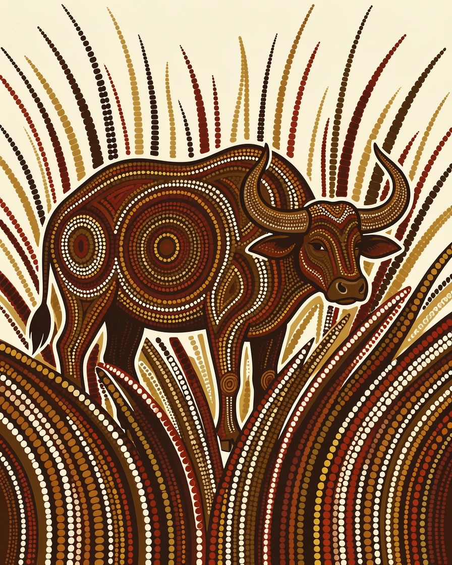 A water buffalo stalking silently through tall grass