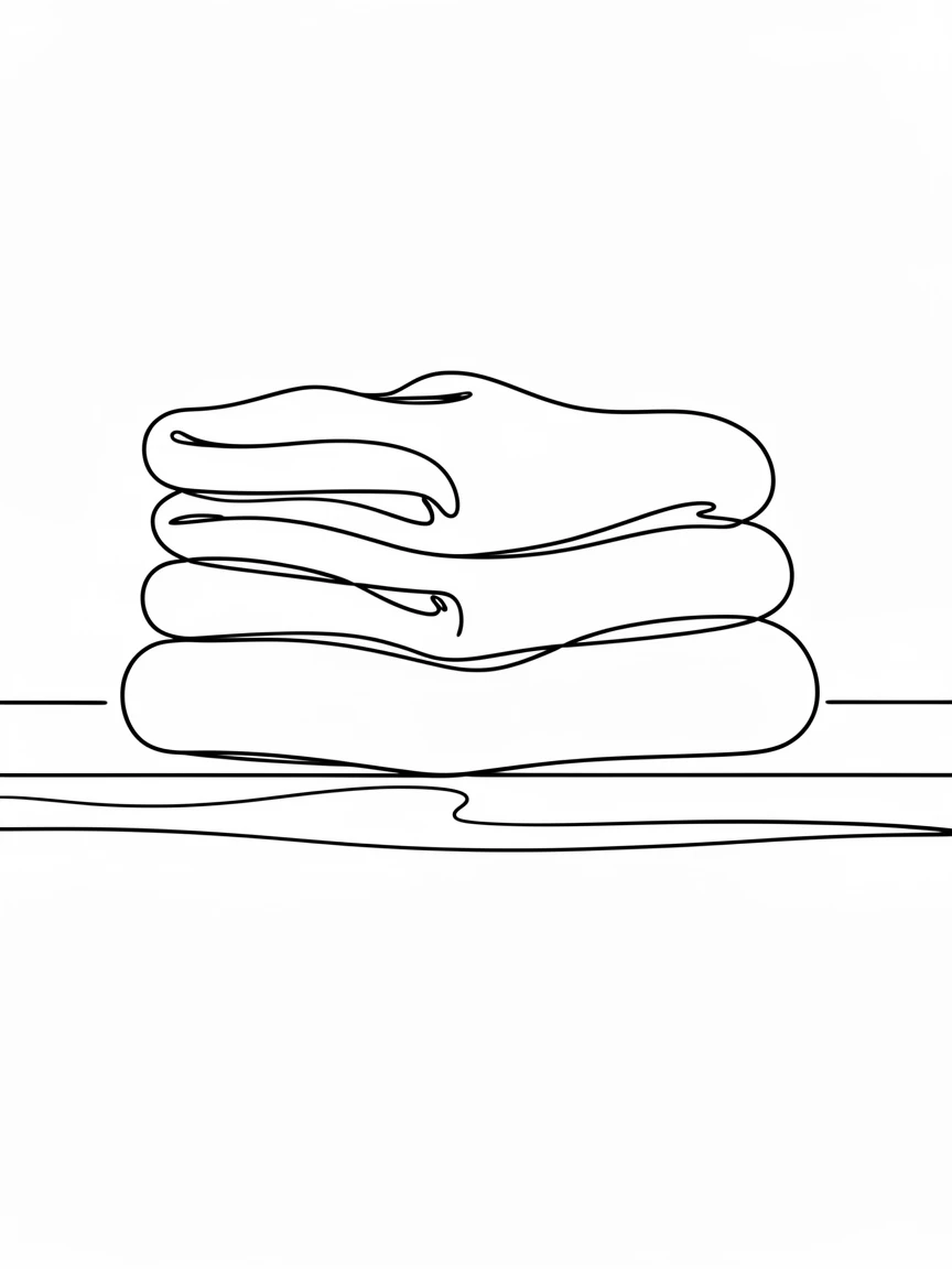 A stack of folded cashmere sweaters on an open wooden shelf