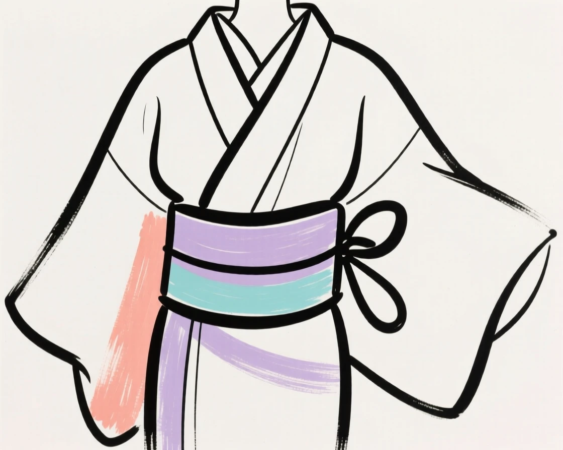A traditional kimono with an obi sash