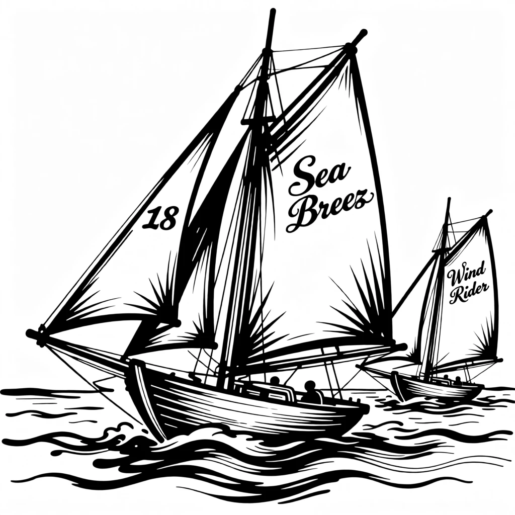 A classic wooden sailboat race with colorful spinnaker sails filling the wind.