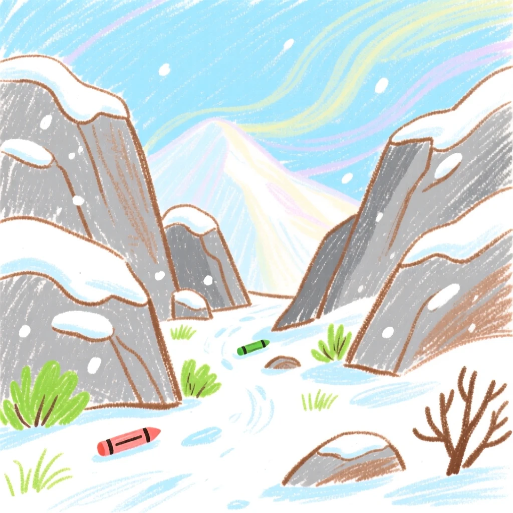A rocky mountain pass dusted lightly with early snow.